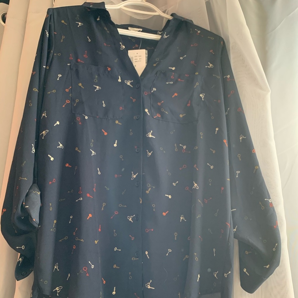 Sheer button front blouse